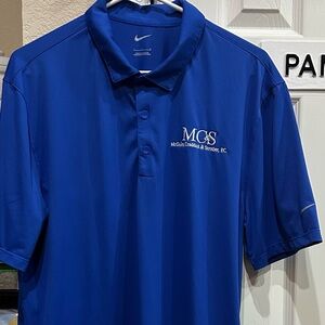 Men’s Short Sleeve Nike Shirt (L) Royal Blue with law firm logo.  Never Worn!